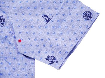 カットジャガードマリン柄ラウンドカラショートスリーブシャツ　MADE　IN JAPANの画像