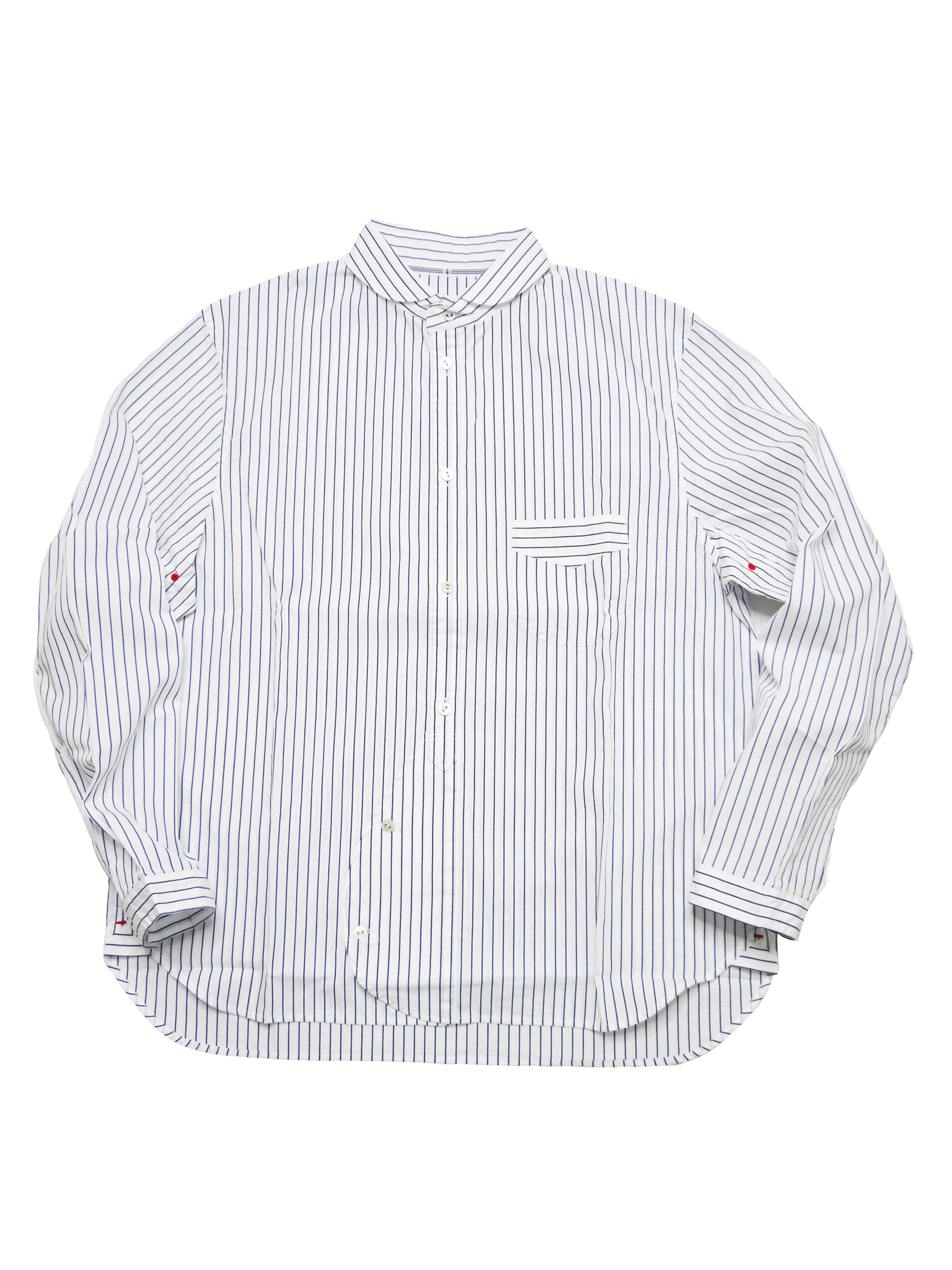 ブロードストライプラウンドカラーシャツ　MADE IN　JAPANの画像