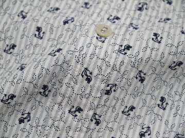 オックスフォードストライプアンカープリントシャツ　MADE IN JAPANの画像