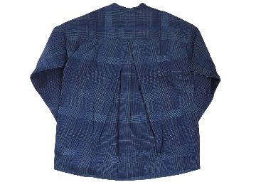 ランダムチェックインデイゴジャカードバンドカラーシャツ　MADE IN　JAPANの画像