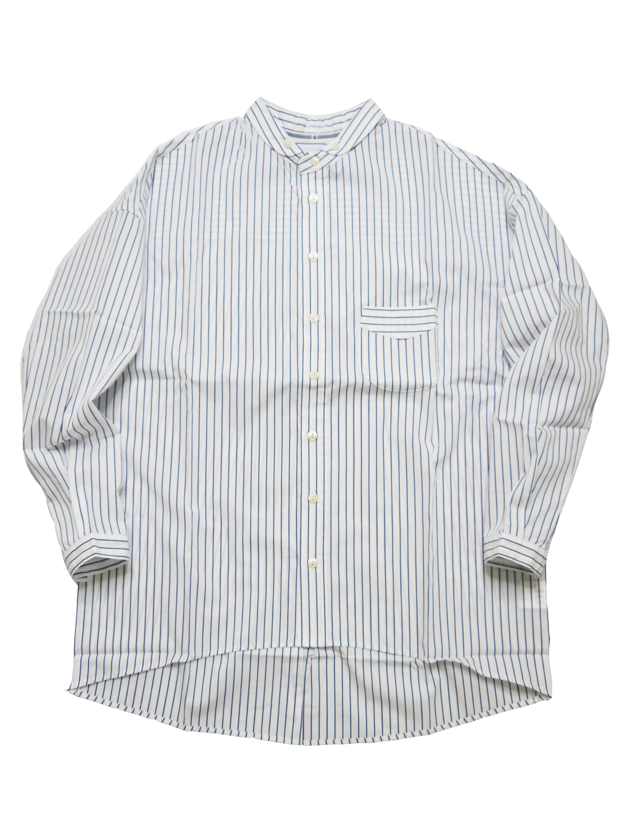 ペンシルストライプショートラウンドBDシャツ　MADE IN　JAPANの画像