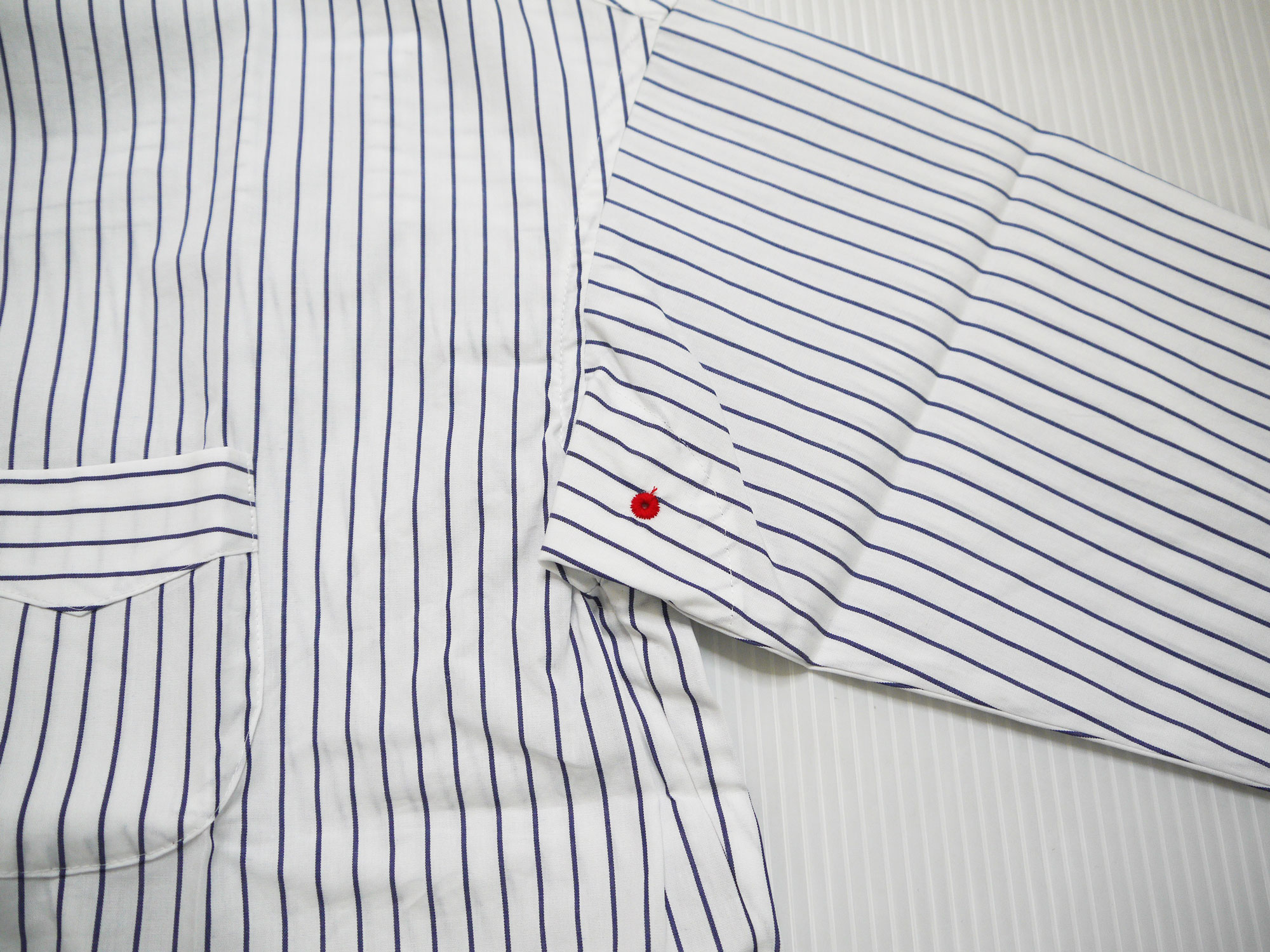 ペンシルストライプショートラウンドBDシャツ　MADE IN　JAPANの画像