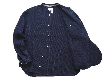 インディゴワッフルバンドカラーシャツ　MADE IN JAPAN画像