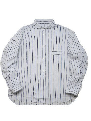 綿麻ドビーストライプラウンドカラーシャツ　MADE IN JAPAN画像