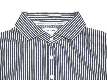 トリコットロンドンストライプバンドカラー七分袖シャツ　MADE IN JAPANの画像