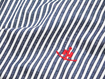 トリコットロンドンストライプバンドカラー七分袖シャツ　MADE IN JAPANの画像