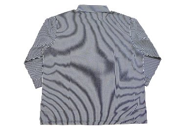 トリコットロンドンストライプバンドカラー七分袖シャツ　MADE IN JAPANの画像