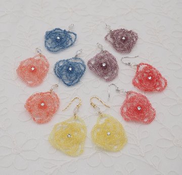 すくも藍キット　「ローズガーデン」　ピアスの画像