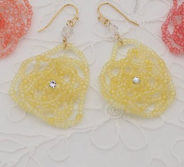 花紅キット　「ローズガーデン」　Yellow　ピアスの画像