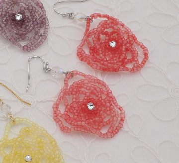 花紅キット　「ローズガーデン」　Red　ピアスの画像