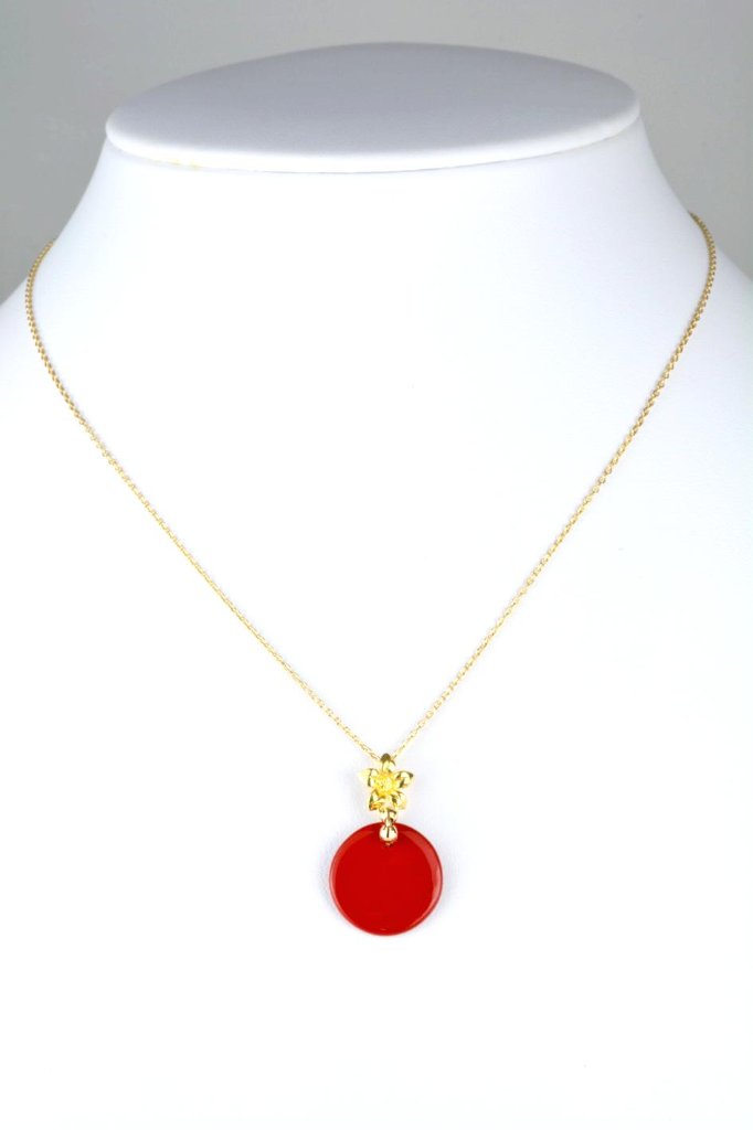 輪島の漆　朱色平丸ネックレスの画像