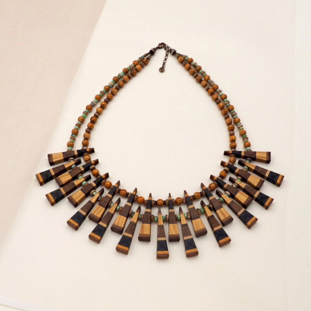 銘木　寄木ネックレスWの画像