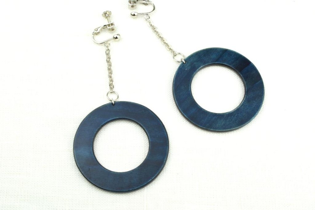 藍染銘木イヤリングPW-222の画像