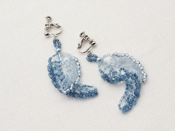 すくも藍ビーズネックレスAA-804　イヤリングSetの画像