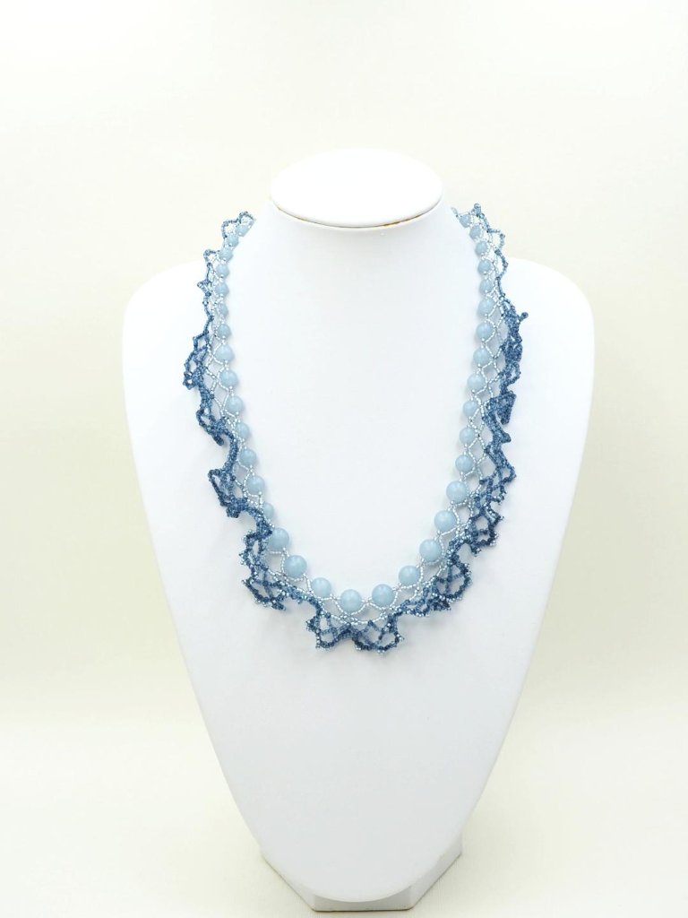 すくも藍ビーズ＆ボールネックレスAA-018の画像