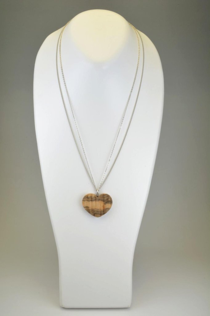 銘木　栃杢ハートネックレス-PW-010の画像