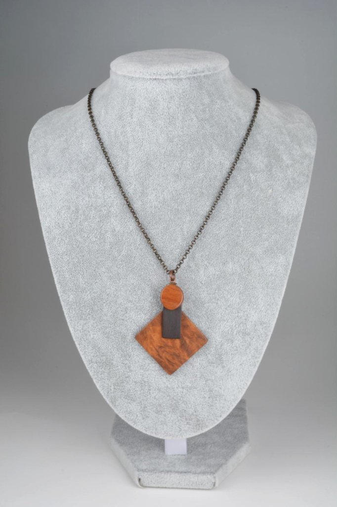 銘木　花梨瘤＆アフリカ黒檀ネックレス-PW-014の画像