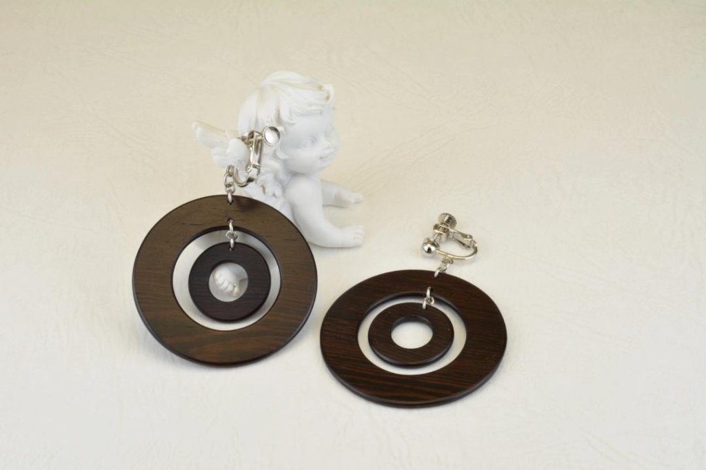 銘木　紫鉄刀木イヤリング-PW-103の画像