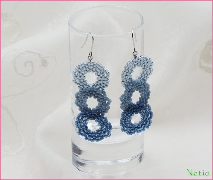 すくも藍キット　「三連リングのピアス」の画像