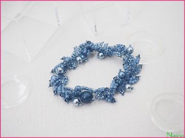 藍ビーズキット　「藍花きらり」　ブレスレット画像