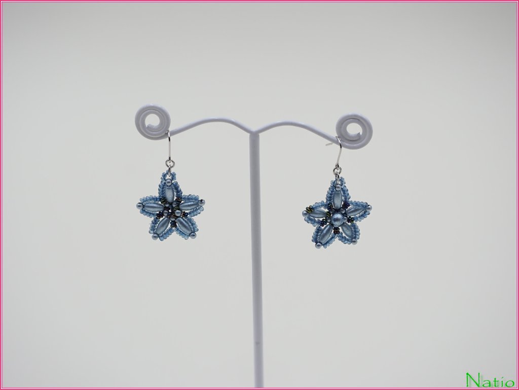 藍ビーズキット　「ネモフィラ」　ピアスの画像