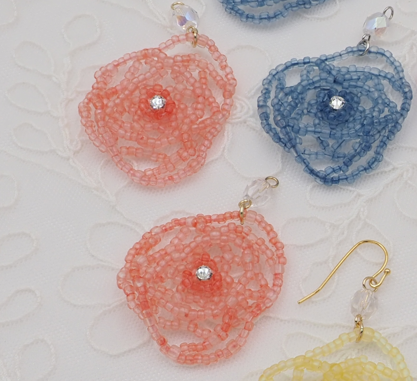 花紅キット　「ローズガーデン」　Orange　ピアスの画像