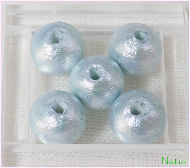 コットンパールRW大穴 10mm すくも藍 CP-1 4個入りの画像