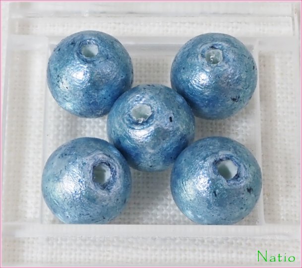 コットンパールRW大穴 10mm すくも藍 CP-5 4個入りの画像