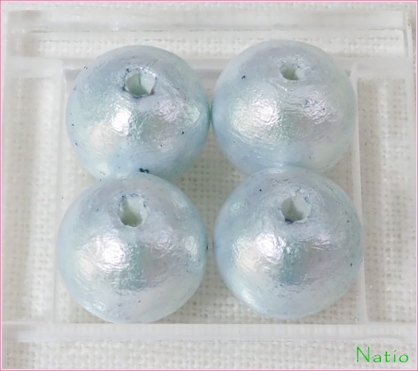 コットンパールRW大穴 12mm すくも藍 CP-1 4個入りの画像