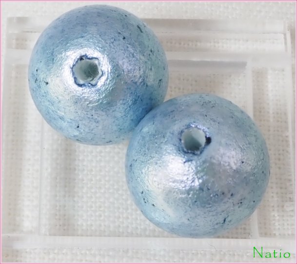 コットンパールRW大穴 16mm すくも藍 CP-3 2個入りの画像