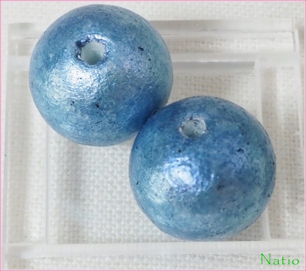 コットンパールRW大穴 16mm すくも藍 CP-5 2個入りの画像