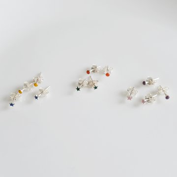 丸と星の4個セットSILVER925ピアスの画像