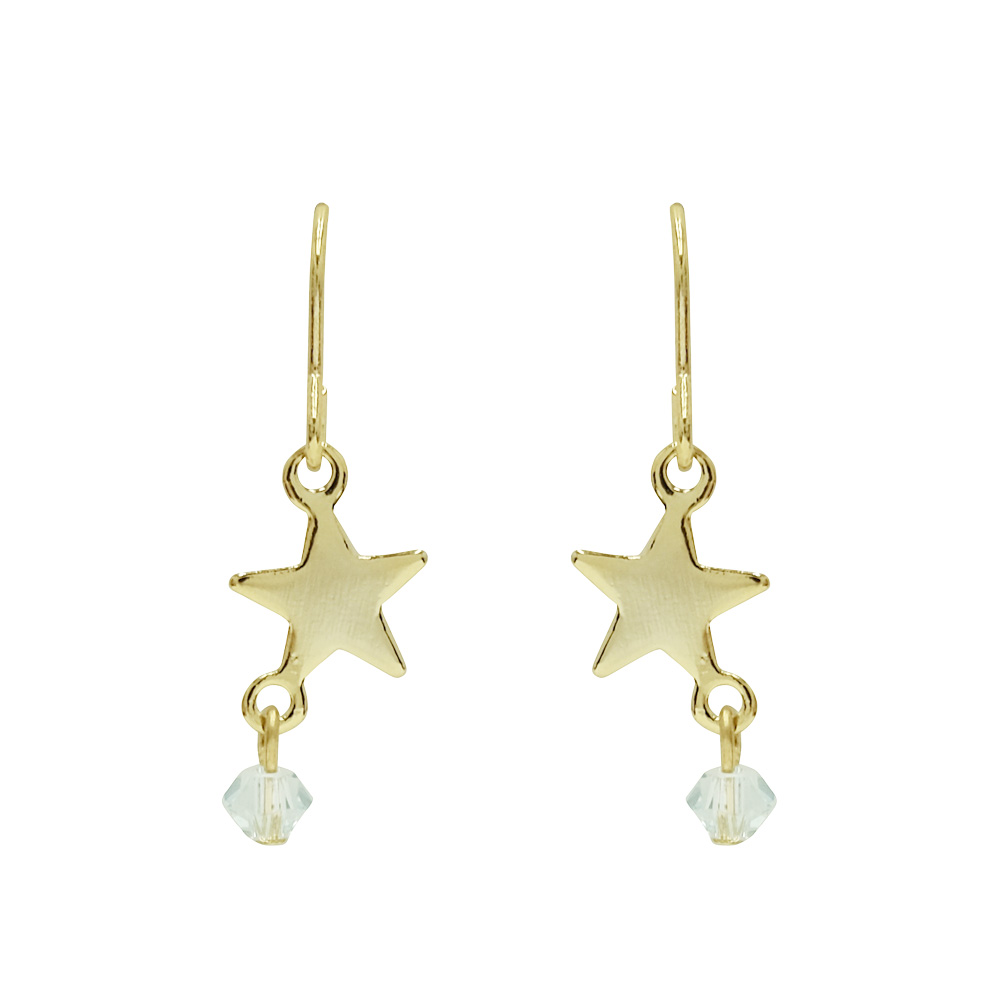 星モチーフのメタルパーツにスワロフスキーをセットしたピアスの画像