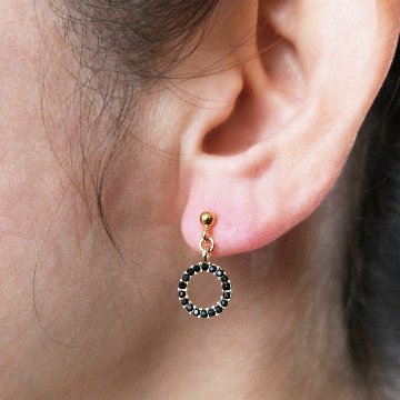 ラインストーンを詰め込んだサークルのピアスの画像