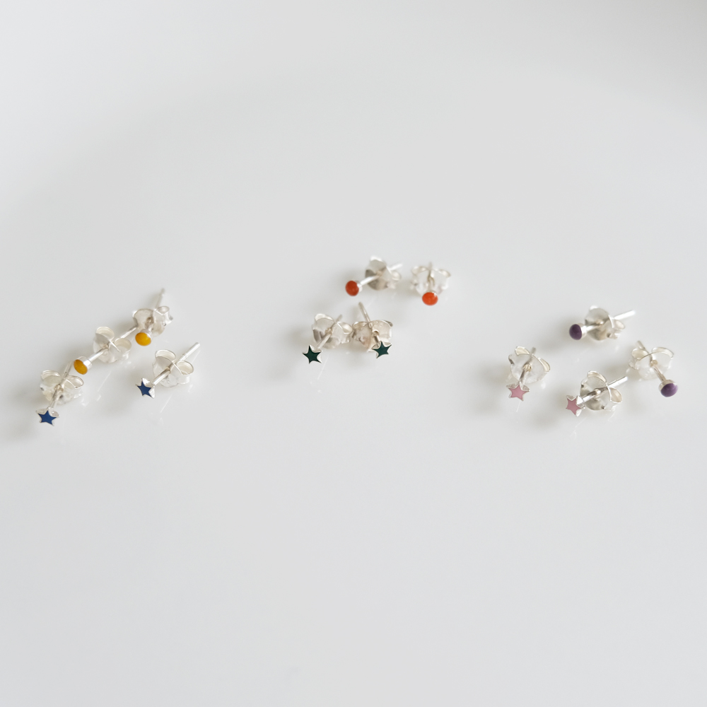 丸と星の4個セットSILVER925ピアスの画像