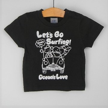 【キッズ】Let's Go Surfing Tシャツ　ブラック画像