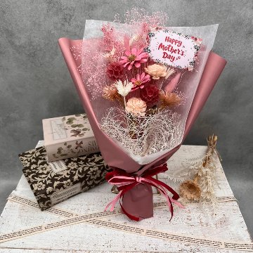 母の日ドライフラワー 花束（メッセージカード付）の画像