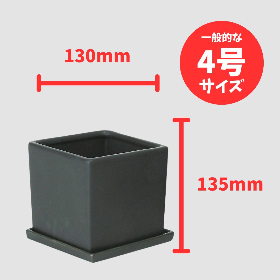 インテリアポットスクエア L ブラックの画像