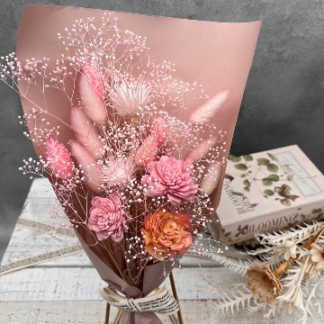ドライフラワーおまかせ花束 Sサイズ ピンク系の画像
