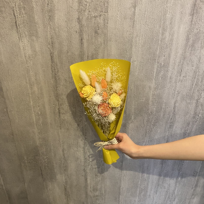ドライフラワーおまかせ花束 Sサイズ オレンジ系の画像
