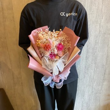 ドライフラワーおまかせ花束 Mサイズ ピンク系の画像