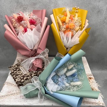 ドライフラワーおまかせ花束 Mサイズ ブルー系の画像