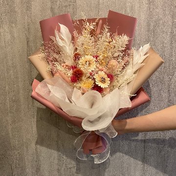 ドライフラワーおまかせ花束 DXサイズ ピンク系の画像