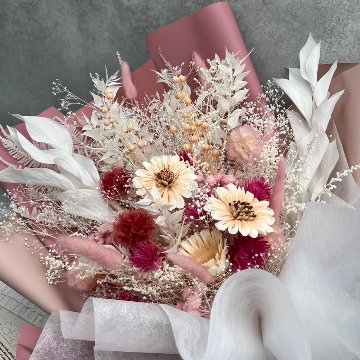 ドライフラワーおまかせ花束 DXサイズ ピンク系の画像