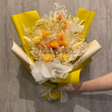 ドライフラワーおまかせ花束 Lサイズ オレンジ系の画像