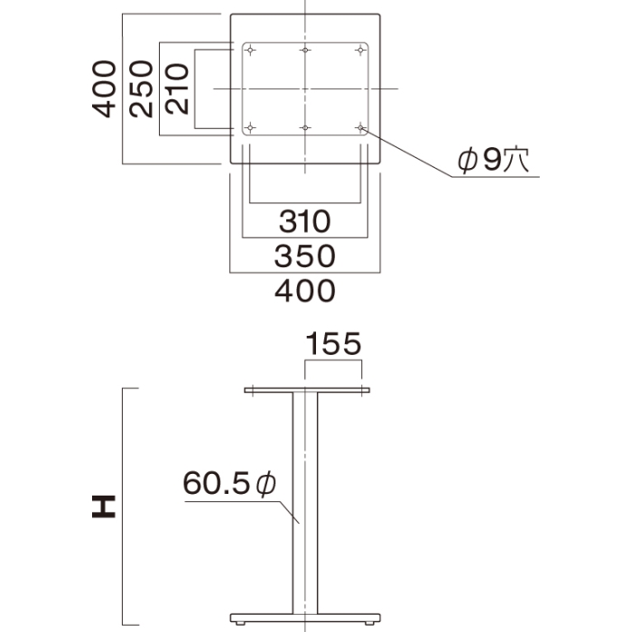 ES-400（角ベース400×400・ポール60.5φ）※2本セットの画像