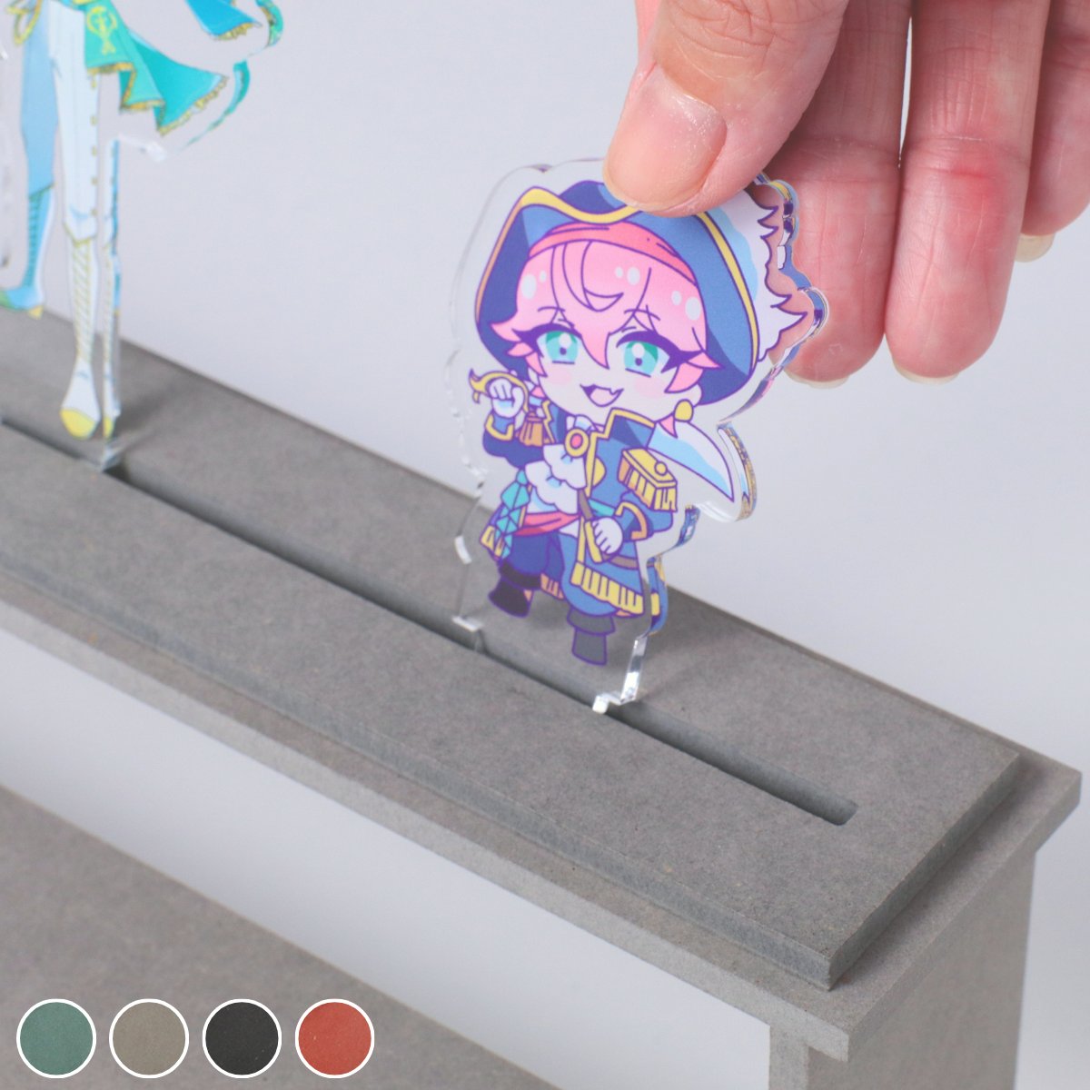 【カラー木製ひな壇用】溝4.5mm自立プレート 4色展開※アクリル・缶バッジ自立用※の画像