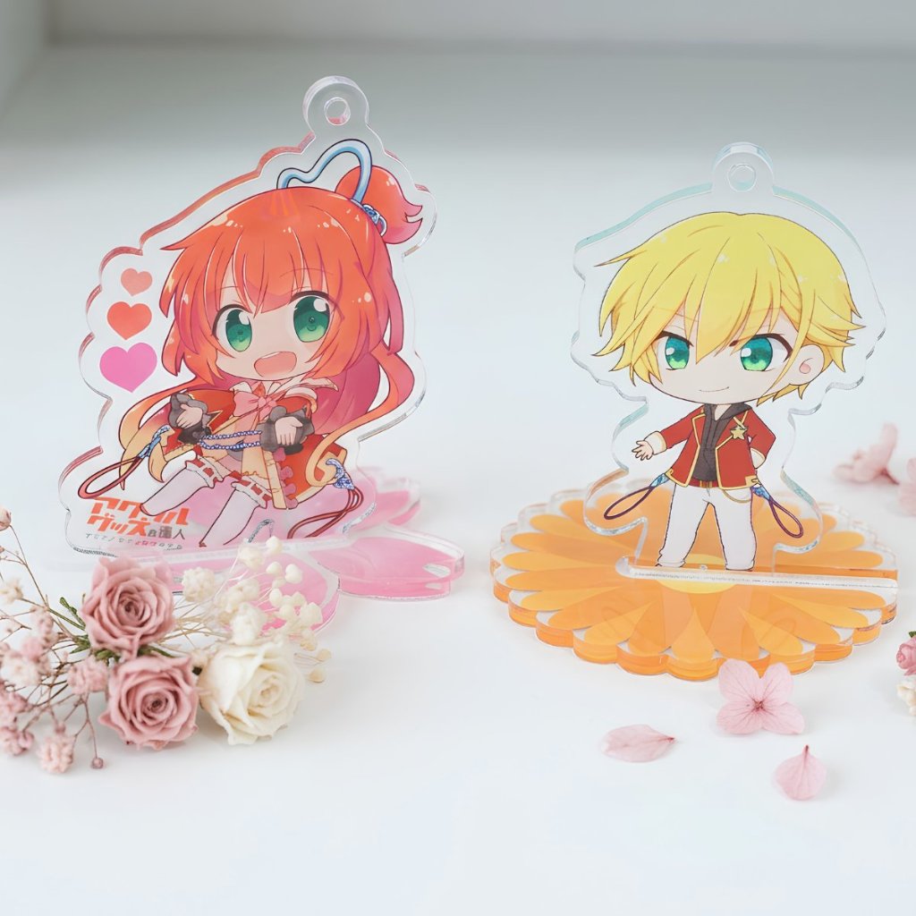 【カタチいろいろ4個セット】花形透明アクリル台座　マーガレット/サクラ/ツバキ/コスモスの画像