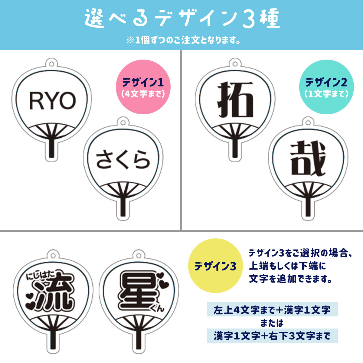 【推しの名前で作れる】うちわキーホルダーの画像