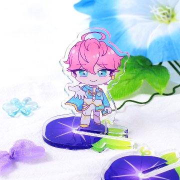 【カタチいろいろ3個セット】フラワーアクリル台座　ひまわり/あさがお/ハイビスカスの画像